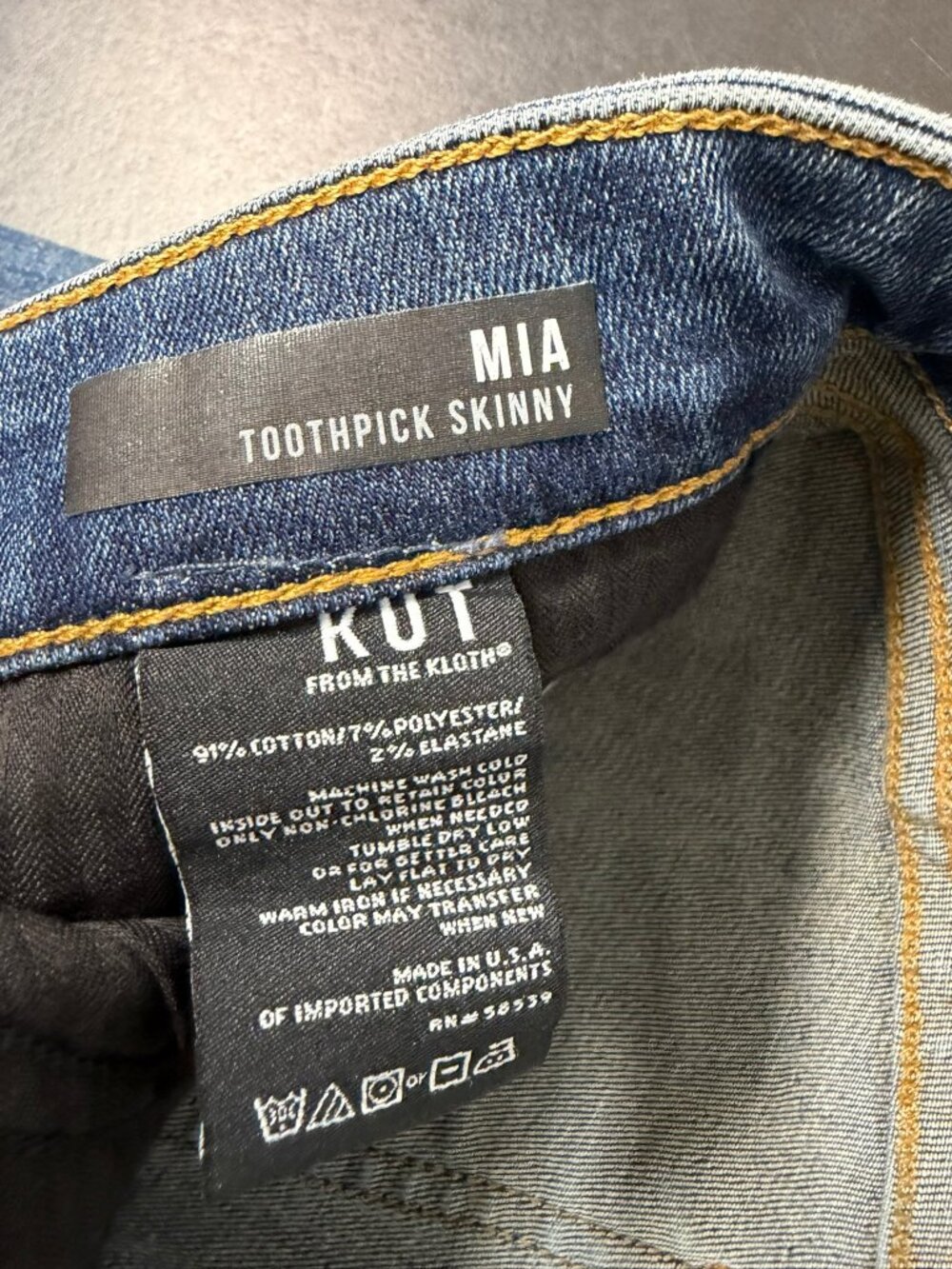 Kut from the Kloth Mia Toothpick Skinny Jeans Women's 0 Distressed Mid Wash USA - Picture 7 of 10